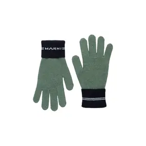 Marni Kids Mix Stripe Gloves &apos;Green/Black&apos;