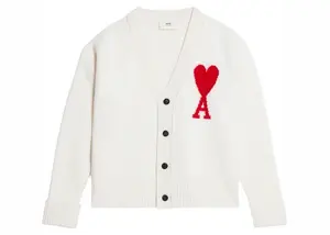 Ami Paris ADC Cardigan Off White/Red