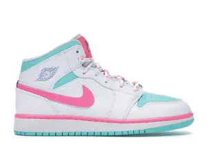 Jordan 1 Mid White Pink Green Soar (GS)