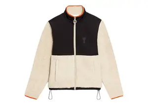 Ami Paris Ami de Coeur Sherpa Zipped Jacket Beige/Off White