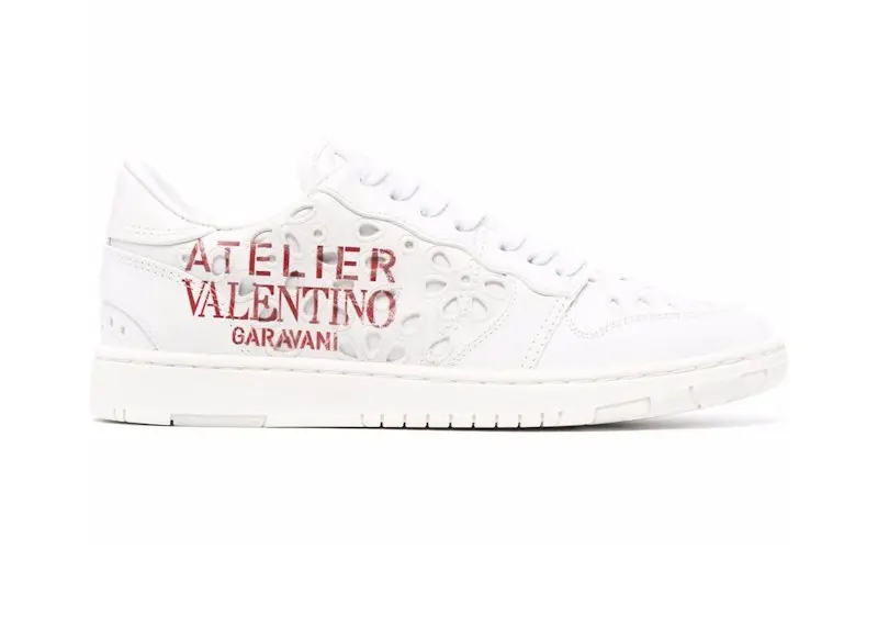 Valentino Garavani Leather Graphic Print White Red (Women&apos;s)